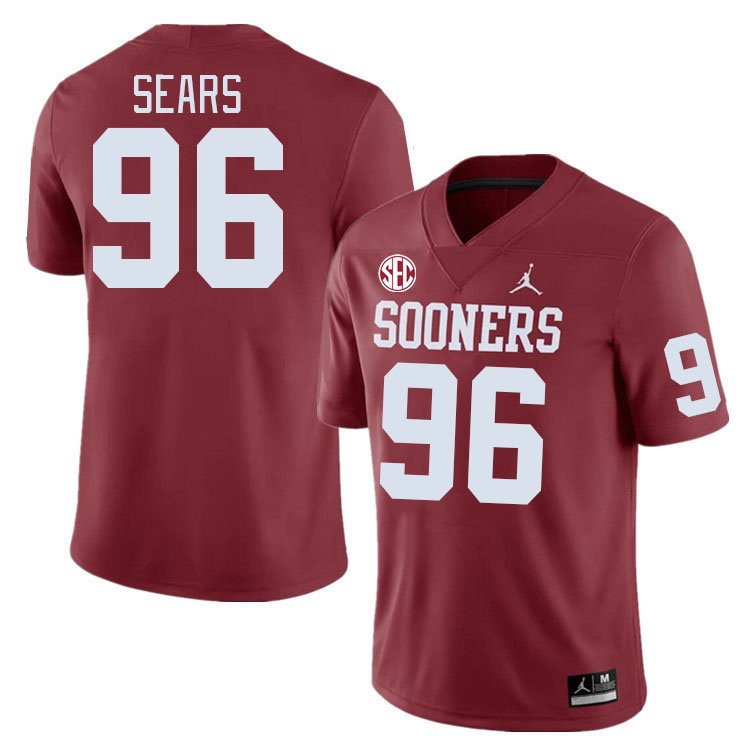 Men #96 Davon Sears Oklahoma Sooners 2024 SEC Conference College Football Jerseys-Crimson